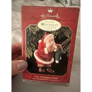 NIB VTG HALLMARK KEEPSAKE NEW CHRISTMAS FRIEND ORNAMENT 1998 MEMBERSHIP ORNAMENT